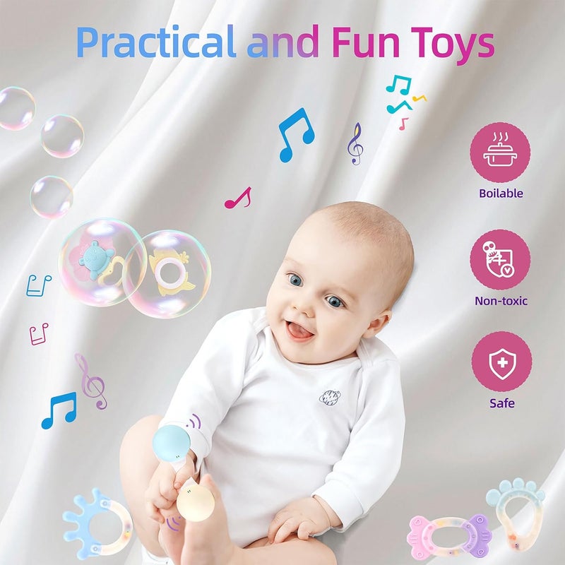 Beauenty 14 Pcs Baby Teether Toy Rattle Set with Storage Box - BPA Free Soft Silicone Teething Toys for 10+ Months - Image 3